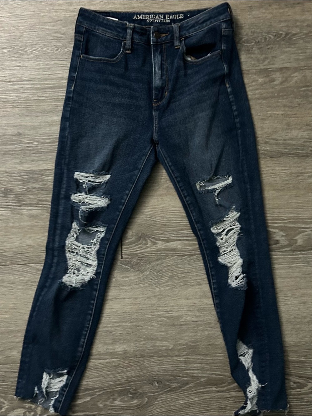 American Eagle Outfitters Dark Blue Distressed Skinny Jeans